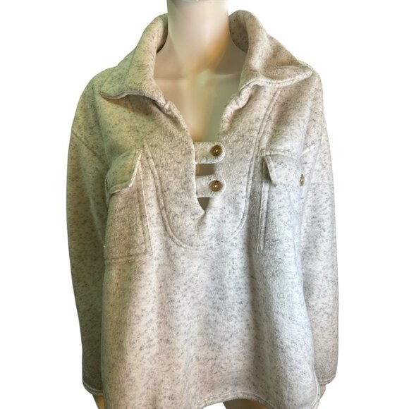 Chelsea Deboer White Fleece Sweatshirt Free People White/Black Size XS/S EUC - Picture 3 of 7